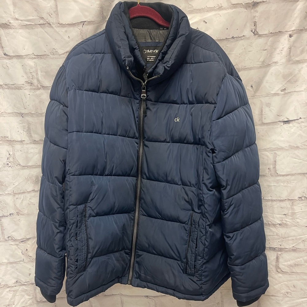 Men’s Calvin Klein Double Zipper Puffer Coat - Picture 1 of 9
